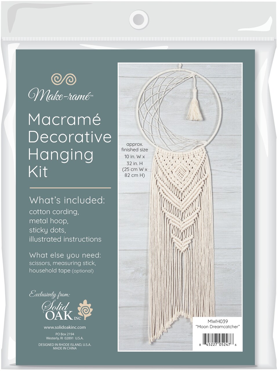 Solid Oak Macrame Decorative Hanging Kit-Moon Dreamcatcher